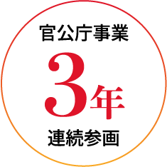 官公庁事業3年連続参画